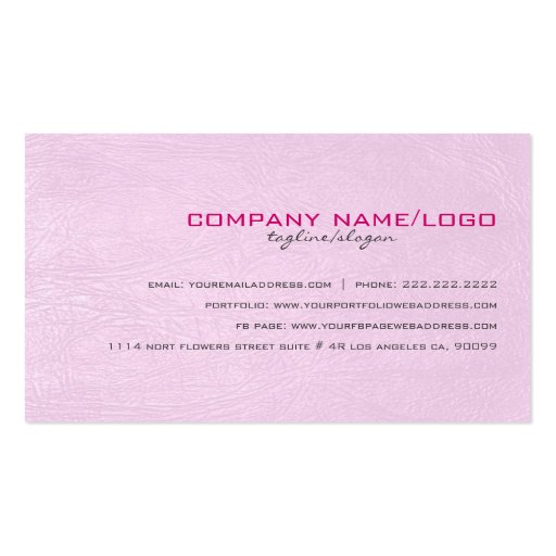 Light Pink Fox Leather Look Texture Business Card (back side)