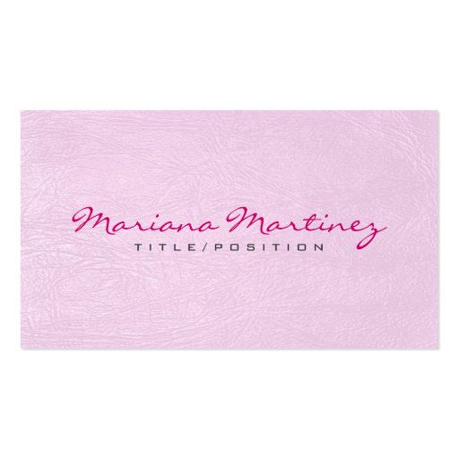 Light Pink Fox Leather Look Texture Business Card (front side)