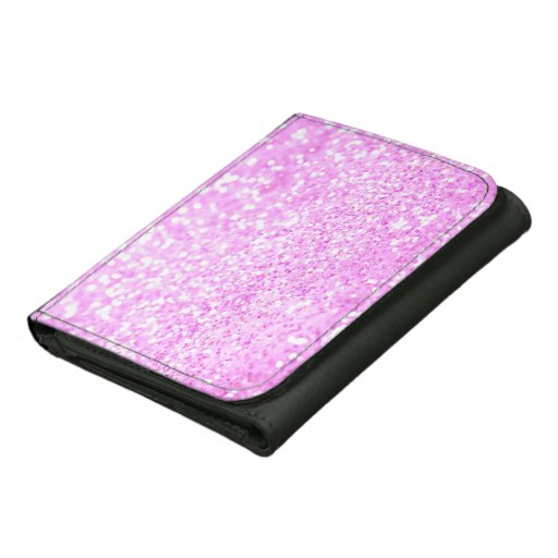 Light Pink Glitter Leather Wallets | Zazzle