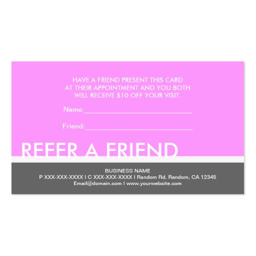 Light pink gray simple refer a friend cards business card