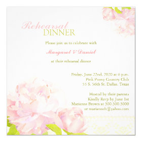 Light Pink   Green Wedding Rehearsal Dinner Invite 5.25