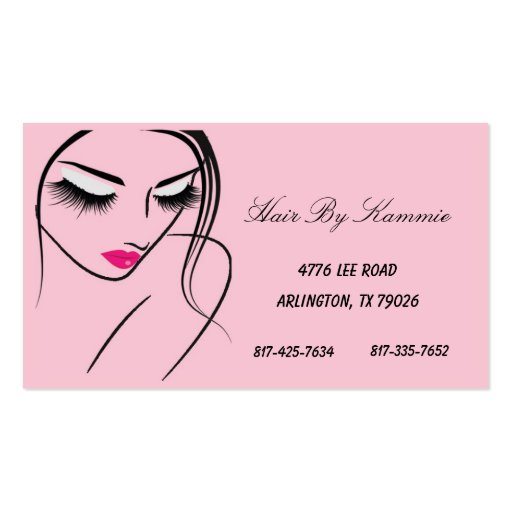 Light Pink Hair, Nail, Make-up Business Card (front side)