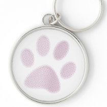 Light Pink Halftone Paw Print Keychains