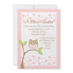 Light Pink Owl Baby Shower Invitation