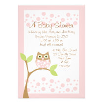 Light Pink Owl Baby Shower Invitation invitations