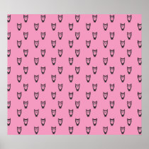 Light pink owl pattern posters