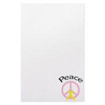 Light Pink Peace Word & Ribbon Personalized Stationery