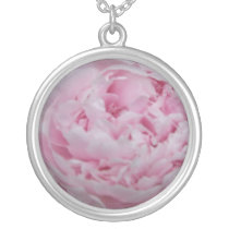 Light Pink Peony Peonies Silver Necklace necklaces