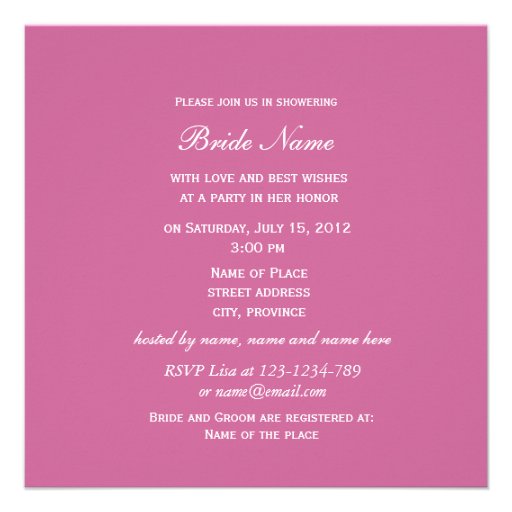 Light pink rose flowers bridal shower invitations