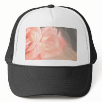 Light pink rose reflection in silver trucker hat