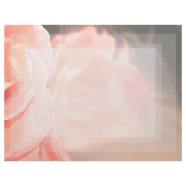 Light pink rose reflection in silver letterhead