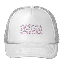 Light pink roses flower pattern on white hats