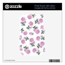 Light pink roses flower pattern on white iPod touch 4G skin