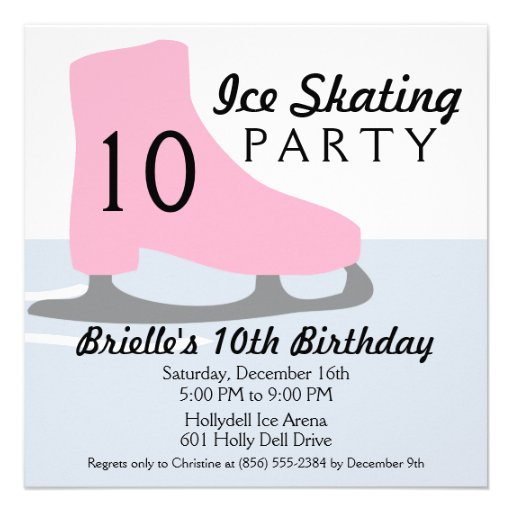 Light Pink Skate Date Ice Skating Birthday Party Custom Invite