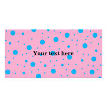 Light pink sky blue tiny and big polka dots custom photo card