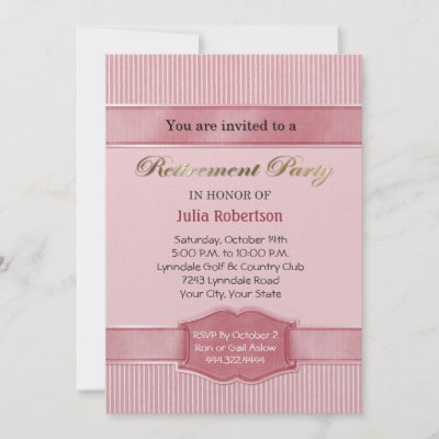 Retirement Party Invitations on Beautifully Detailed Retirement Party Invitations In Pastel Pink