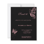 Light Pink Sweet 16 Butterflies Personalized Invites