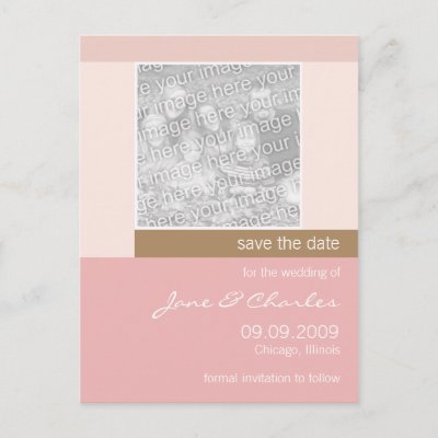 Light Pink Tan Photo Save the Date Postcard by CSWedding