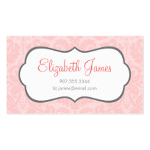 Light Pink Vintage Damask Business Card Templates
