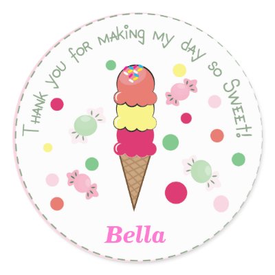 Light Pink Whimsical Ice Cream Party Cute Sticker