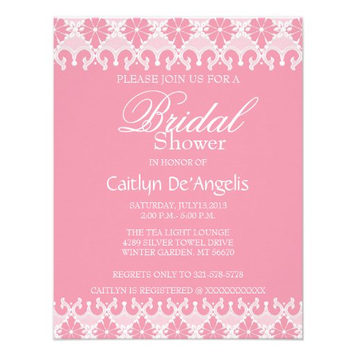 Light Pink & White Lace Bridal Shower Invitation