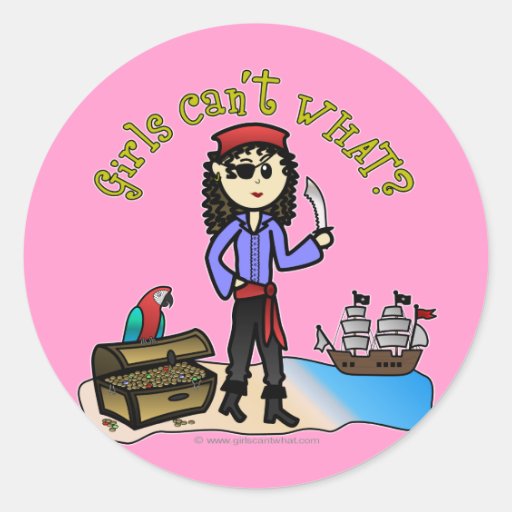 Light Pirate Girl Round Sticker