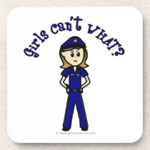 Light Police Officer Girl Drink Coaster