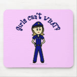 Light Police Officer Girl Mousepads