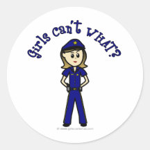Light Police Officer Round Sticker