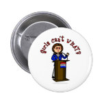 Light Politician Girl Pinback Buttons