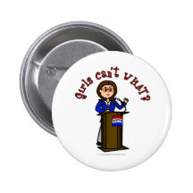 Light Politician Girl Pinback Buttons