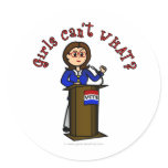 Light Politician Girl Round Stickers