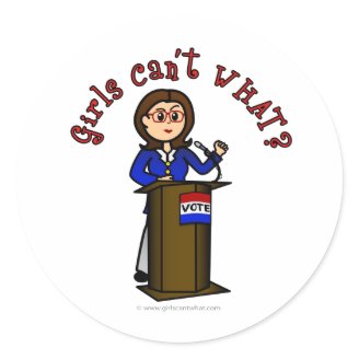 Light Politician Girl Round Stickers