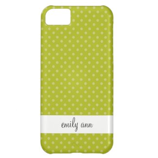 Light Polka Dots on Olive Green Pattern Case For iPhone 5C