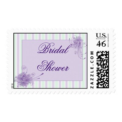 Light purple and green bridal shower stamp