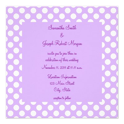 Light Purple and White Polka Dot Wedding Personalized Announcements