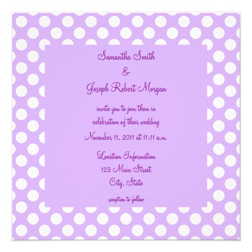 Light Purple and White Polka Dot Wedding Personalized Announcements