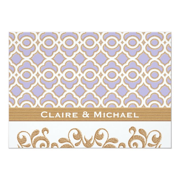 Light Purple Gold Moroccan Couples Wedding Shower Card