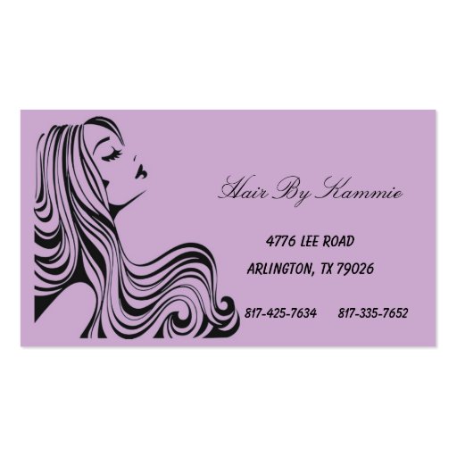 Light Purple Hair, Nail, Make-up Business Card (front side)