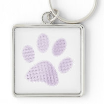Light Purple Halftone Paw Print Keychains