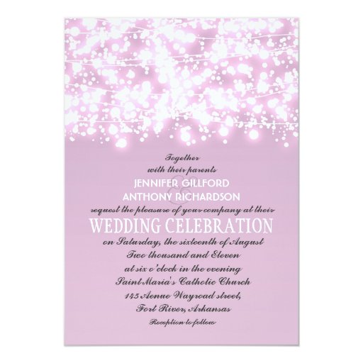 light purple string lights wedding invitations 5