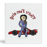 Light Race Car Driver Girl 3 Ring Binders