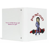 Light Race Car Driver Girl 3 Ring Binders
