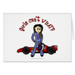 Light Race Car Driver Girl Card