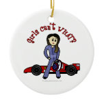 Light Race Car Driver Girl Christmas Ornament