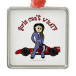 Light Race Car Driver Girl Christmas Ornament