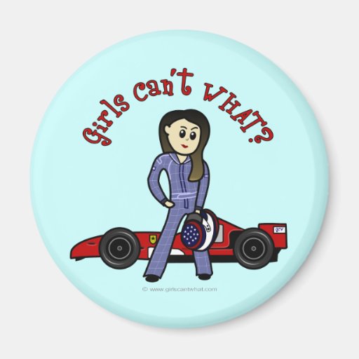 Light Race Car Driver Girl Fridge Magnet
