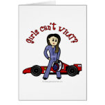 Light Race Car Driver Girl Greeting Card
