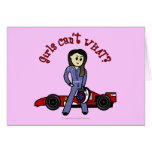 Light Race Car Driver Girl Greeting Card