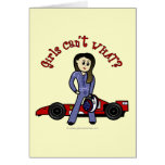 Light Race Car Driver Girl Greeting Cards
